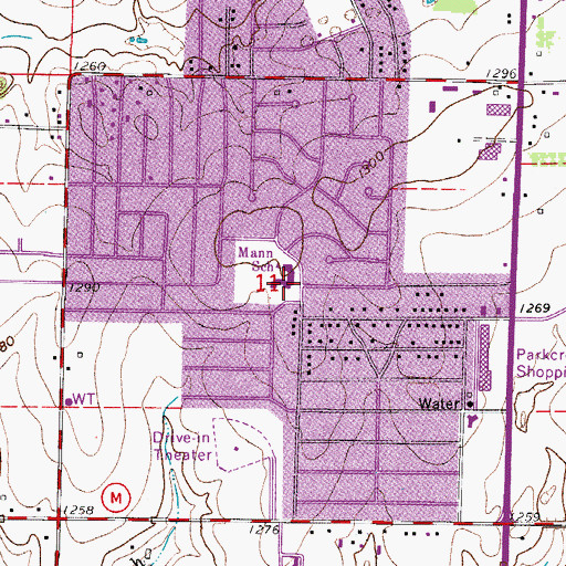 Topographic Map of Horace Mann Elementary School, MO