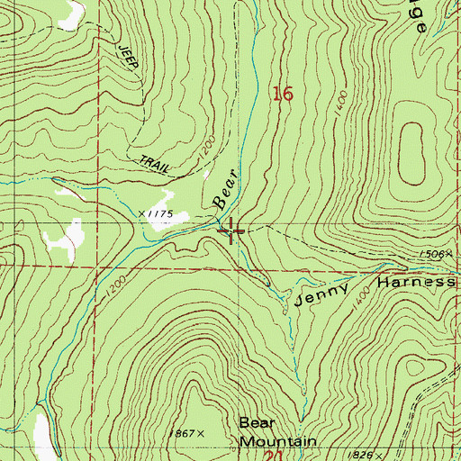 Topographic Map of Jenny Harness Hollow, AR