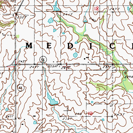 Topographic Map of Manning School, MO