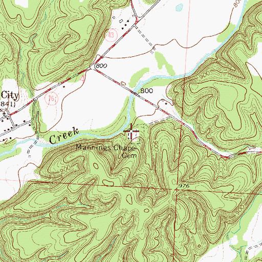 Topographic Map of Mannings Chapel Cemetery, MO