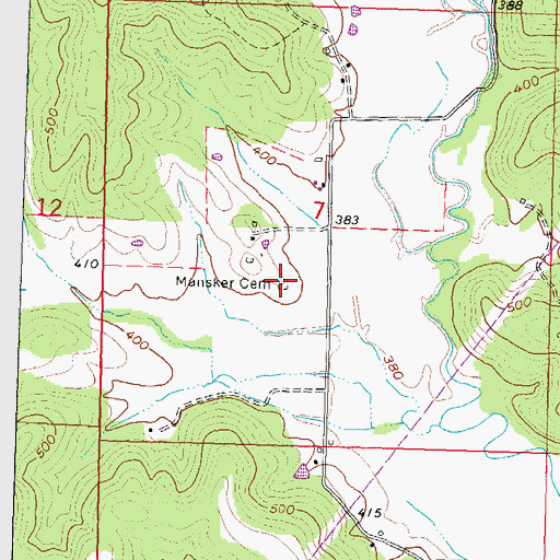 Topographic Map of Mansker Cemetery, MO