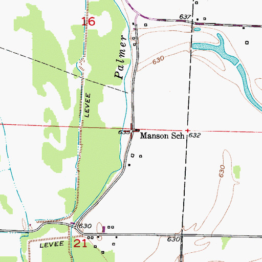 Topographic Map of Manson School, MO