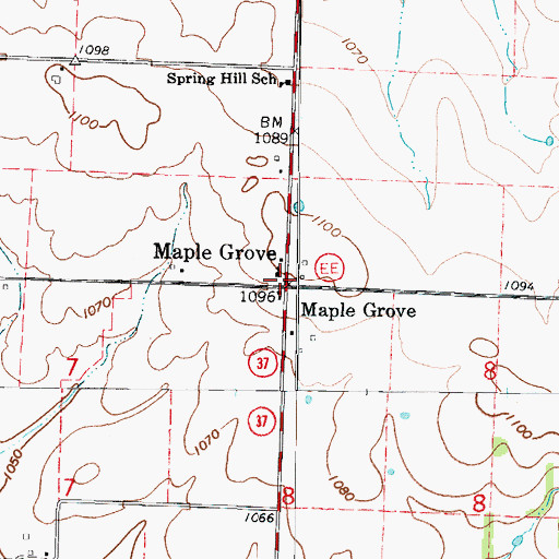 Topographic Map of Maple Grove, MO