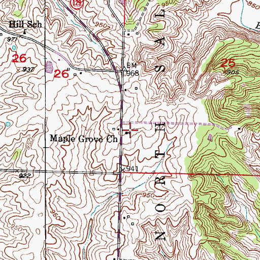 Topographic Map of Maple Grove Church, MO