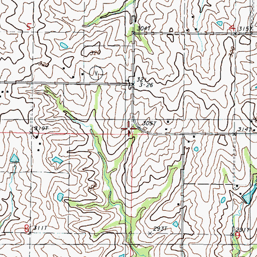 Topographic Map of Maple Grove School, MO