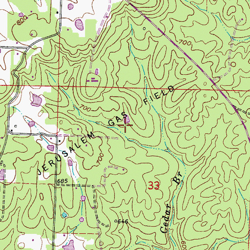 Topographic Map of Jerusalem Gas Field, AR