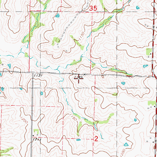 Topographic Map of Maple Grove School, MO