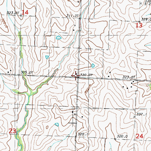 Topographic Map of Maple Grove School, MO