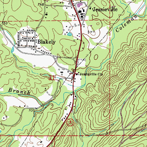 Topographic Map of Jessieville Church, AR