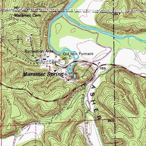 Topographic Map of Maramec Spring, MO