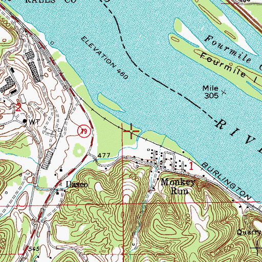 Topographic Map of Marble Creek, MO