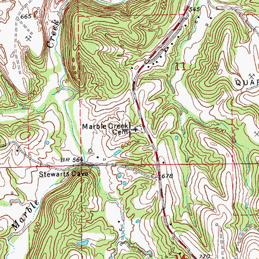 Topographic Map of Marble Creek Cemetery, MO
