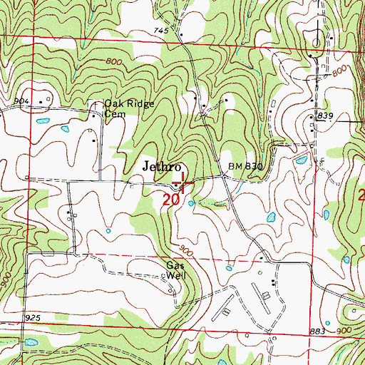 Topographic Map of Jethro, AR