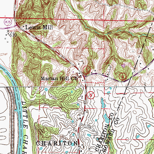 Topographic Map of Marian Hill Church, MO