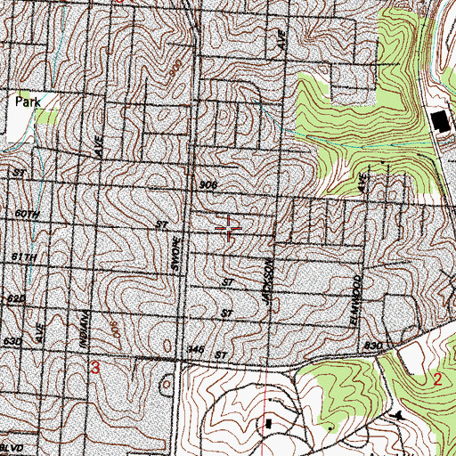 Topographic Map of Mark Twain School (historical), MO