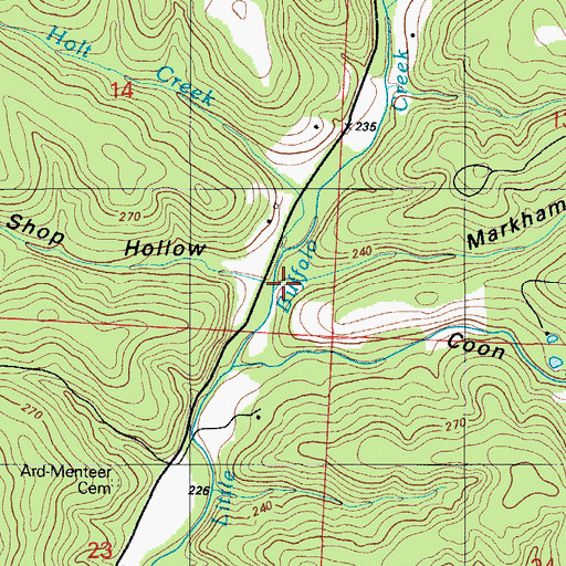 Topographic Map of Markham Hollow, MO