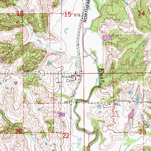 Topographic Map of Marlay Cemetery, MO