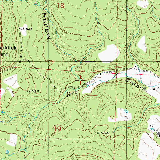 Topographic Map of Jim Rush Hollow, AR