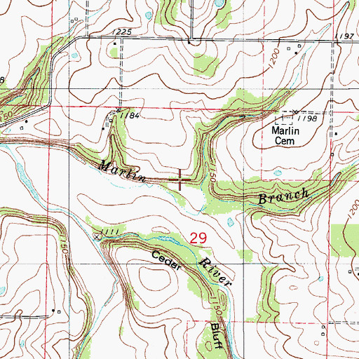 Topographic Map of Marlin School (historical), MO