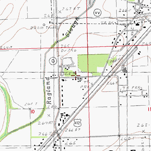 Topographic Map of Marsh Cemetery, MO