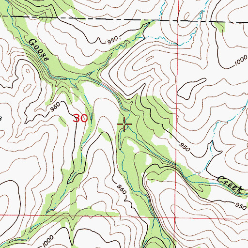 Topographic Map of Marshall Branch, MO