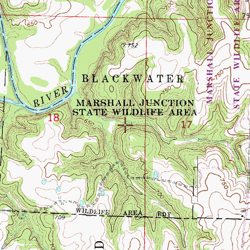 Topographic Map of Marshall Junction State Wildlife Area, MO