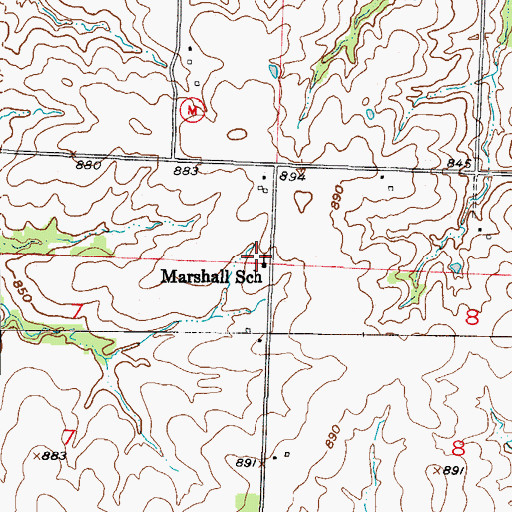 Topographic Map of Marshall School (historical), MO
