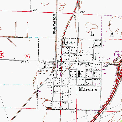 Topographic Map of Marston, MO