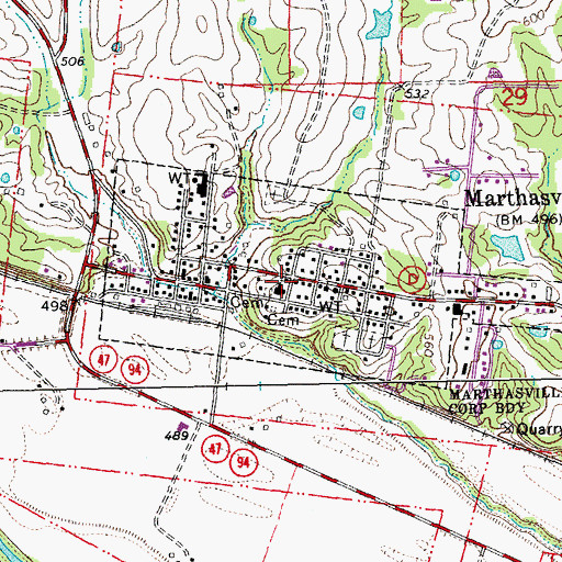 Topographic Map of Marthasville, MO