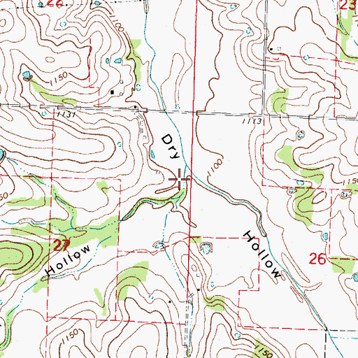 Topographic Map of Marti Hollow, MO