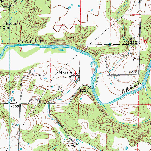 Topographic Map of Martin Cemetery, MO