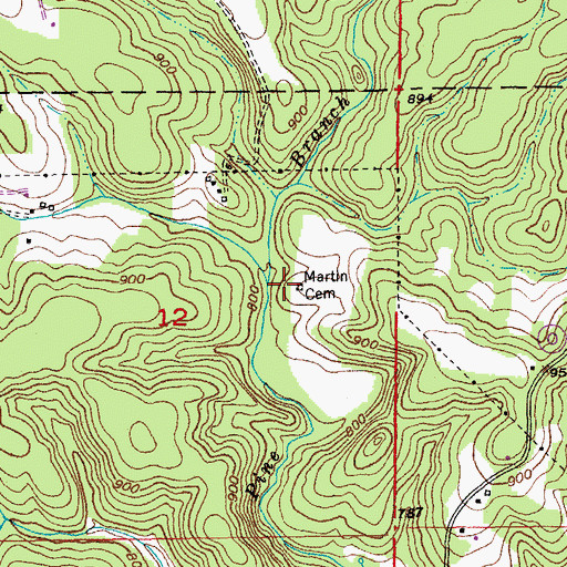 Topographic Map of Martin Cemetery, MO