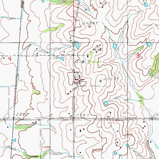 Topographic Map of Martin Cemetery, MO