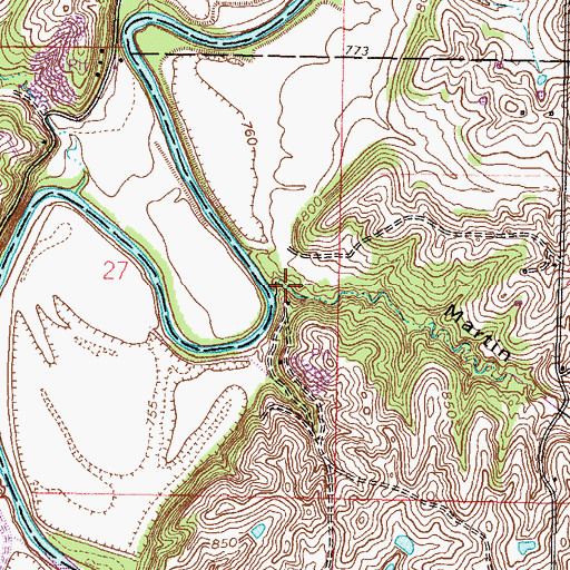 Topographic Map of Martin Hollow, MO
