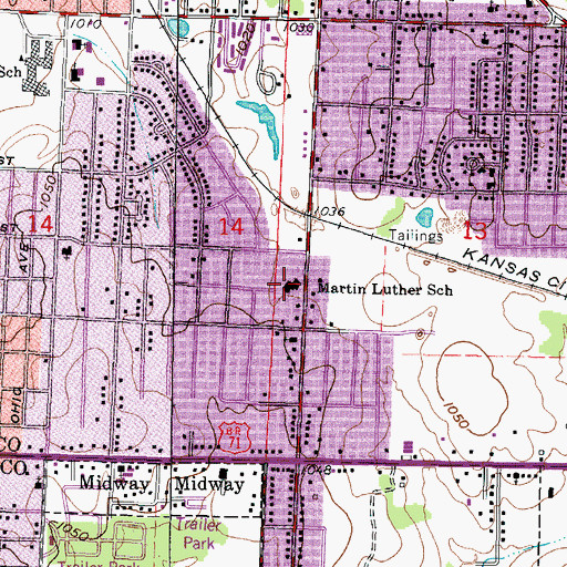 Topographic Map of Martin Luther School, MO