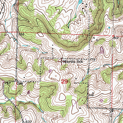 Topographic Map of Martin School (historical), MO