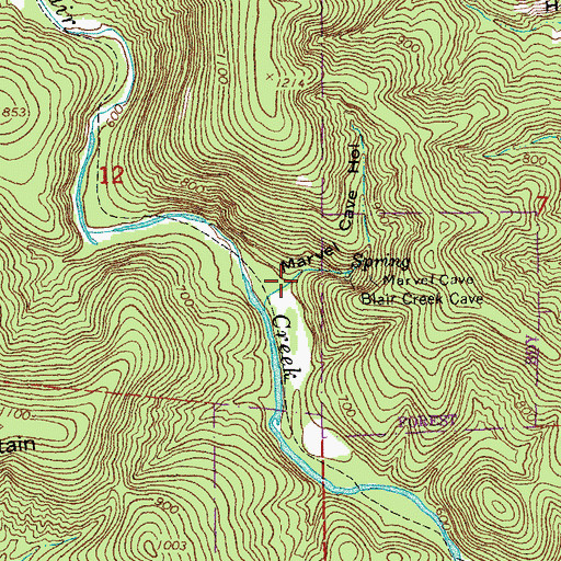 Topographic Map of Marvel Cave Hollow, MO