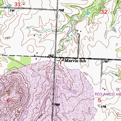 Topographic Map of Marvin School (historical), MO