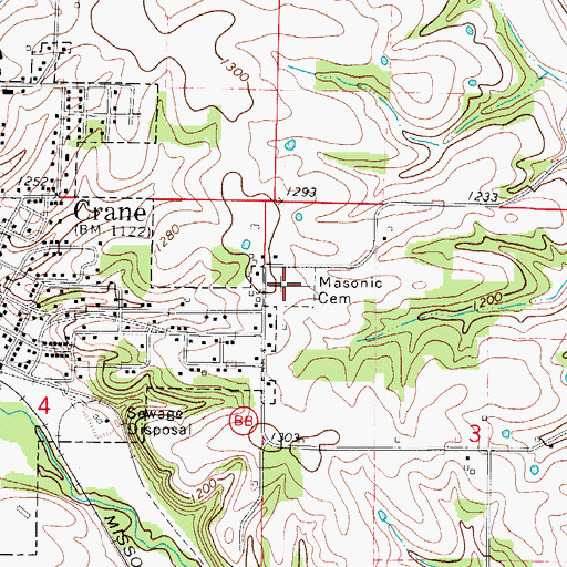 Topographic Map of Masonic Cemetery, MO