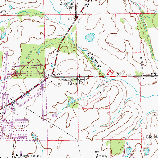 Topographic Map of Negro Masonic Cemetery, MO