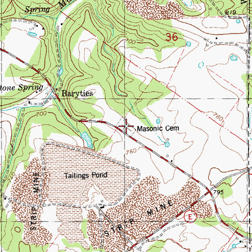 Topographic Map of Masonic Cemetery, MO