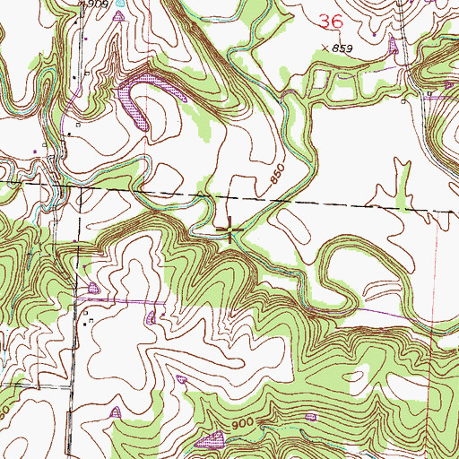 Topographic Map of Massey Creek, MO