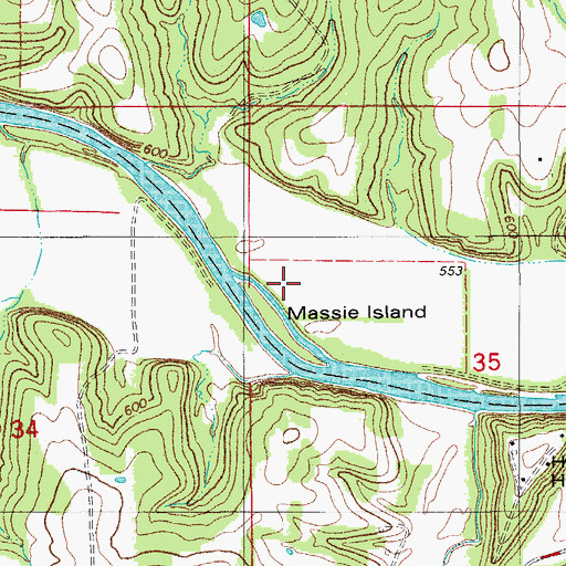 Topographic Map of Massie Island, MO