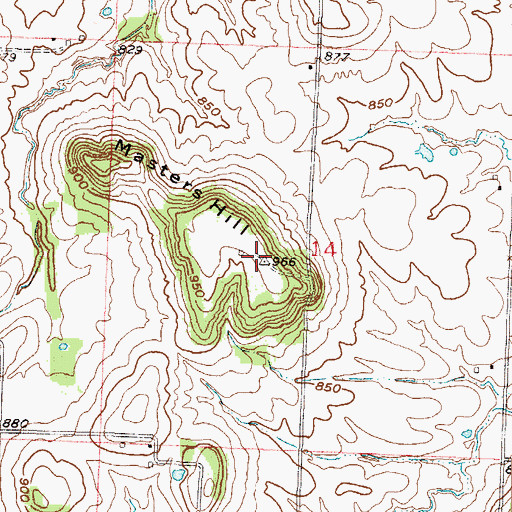 Topographic Map of Masters Hill, MO