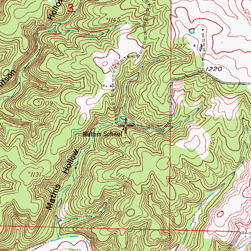 Topographic Map of Mathis School, MO