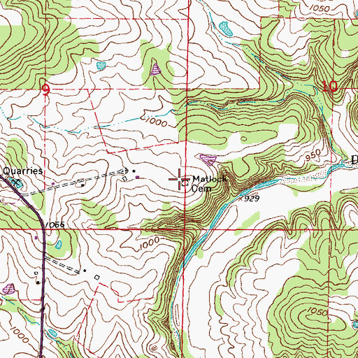 Topographic Map of Matlock Cemetery, MO