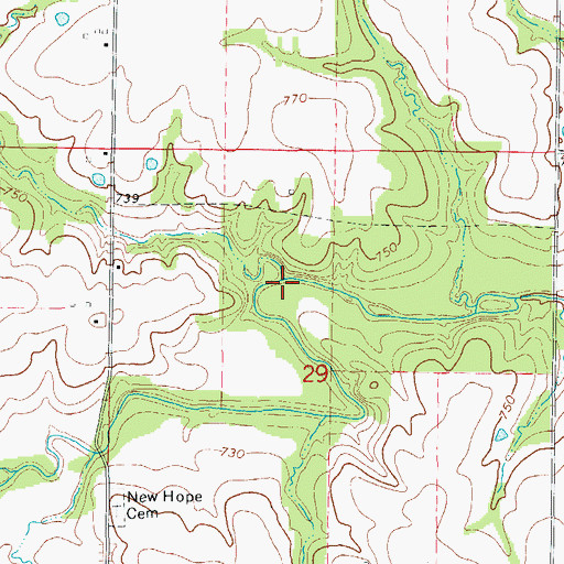 Topographic Map of Matts Branch, MO