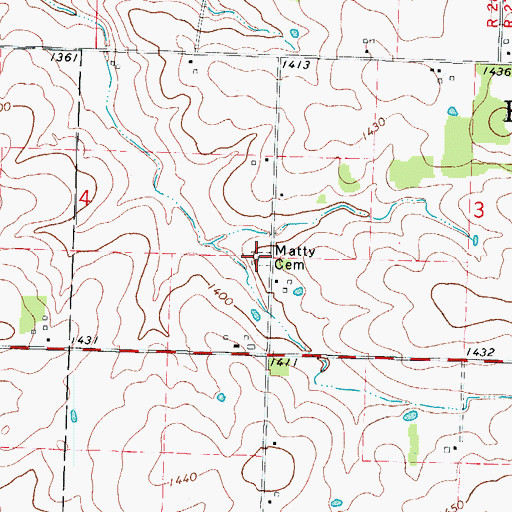 Topographic Map of Matty Cemetery, MO