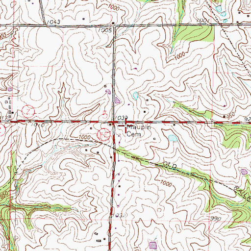 Topographic Map of Maupin Cemetery, MO