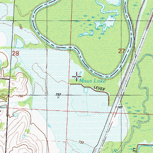 Topographic Map of Maus Lake, MO